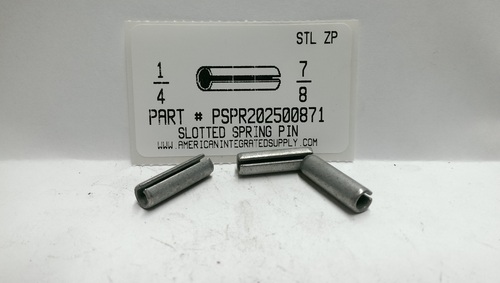 1/4X7/8 SLOTTED SPRING PIN STEEL ZINC PLATED