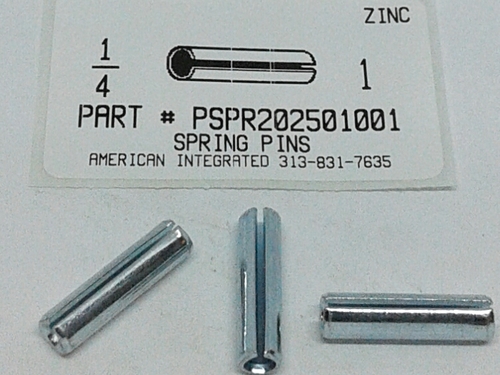 1/4X1 SLOTTED SPRING PIN STEEL ZINC PLATED