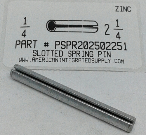 1/4X2-1/4 SLOTTED SPRING PIN STEEL ZINC PLATED