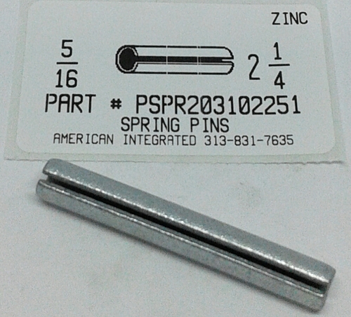 5/16X2-1/4 SLOTTED SPRING PIN STEEL ZINC PLATED