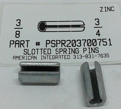 3/8X3/4 SLOTTED SPRING PIN STEEL ZINC PLATED