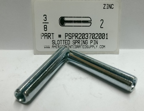 3/8X2 SLOTTED SPRING PIN STEEL ZINC PLATED