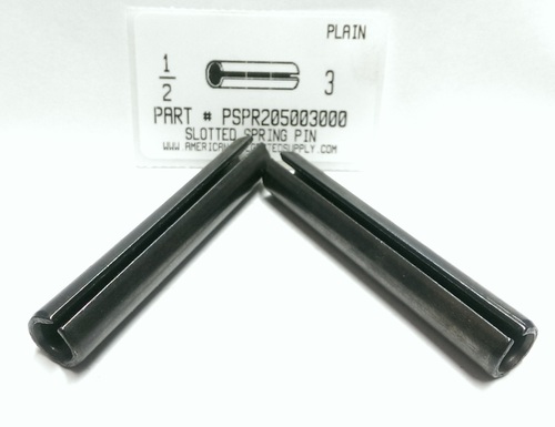 1/2X3 SLOTTED SPRING PIN STEEL PLAIN