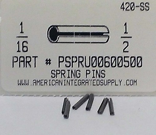 1/16X1/2 SLOTTED SPRING PIN 420 STAINLESS STEEL