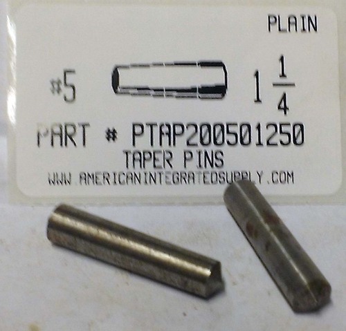 #5X1-1/4 TAPER PIN STEEL PLAIN .289" LARGE END DIAMETER