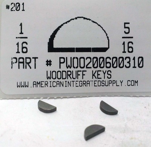 #206 1/16X5/16 WOODRUFF KEY STEEL PLAIN