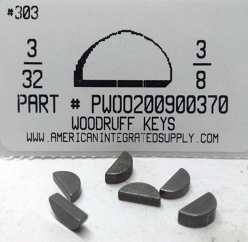 #212 3/32X3/8 WOODRUFF KEY STEEL PLAIN