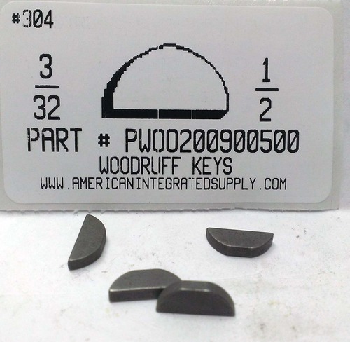 #2 3/32X1/2 WOODRUFF KEY STEEL PLAIN