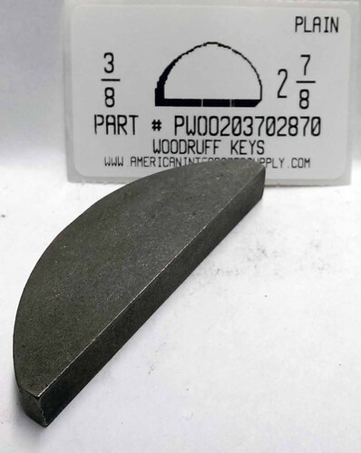 3/8 X 2-7/8 X .925 +/- WOODRUFF KEY STEEL PLAIN (DISCONTINUED)