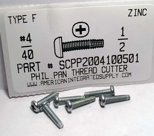 #4-40X1/2 PAN HEAD PHILLIPS THREAD CUTTING SCREW