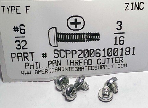 #6-32X3/16 PAN HEAD PHILLIPS THREAD CUTTING SCREW