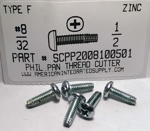 #8-32X1/2 PAN HEAD PHILLIPS THREAD CUTTING SCREW