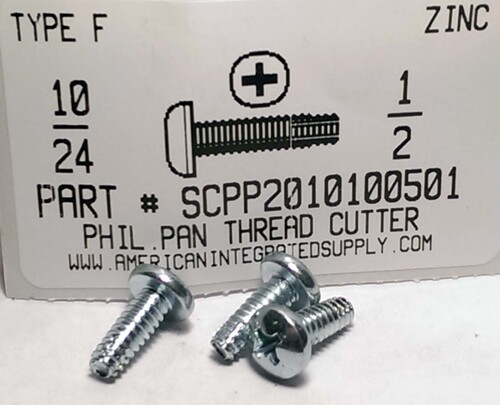 #10-24X1/2 PAN HEAD PHILLIPS THREAD CUTTING SCREW