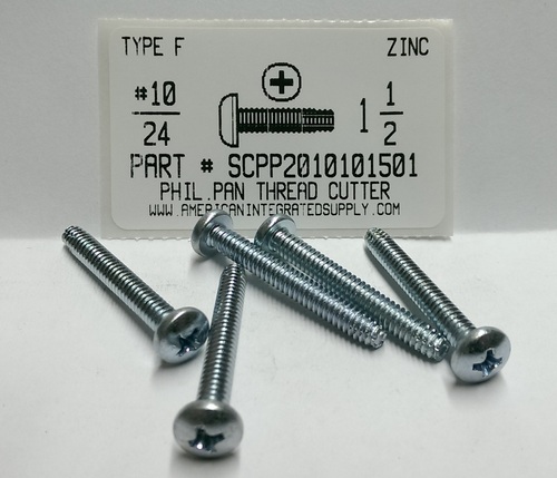 #10-24X1-1/2 PAN HEAD PHILLIPS THREAD CUTTING SCREW