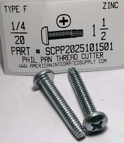 1/4-20X1-1/2 PAN HEAD PHILLIPS THREAD CUTTING SCREW