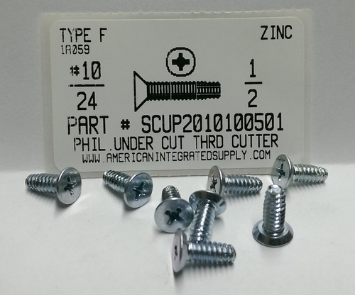 #10-24X1/2 UNDERCUT FLAT HEAD PHILLIPS THREAD CUTTING SCREW