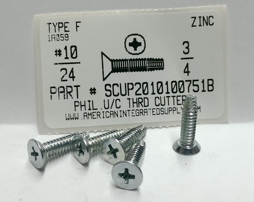 #10-24X3/4 UNDERCUT FLAT HEAD PHILLIPS THREAD CUTTING SCREW