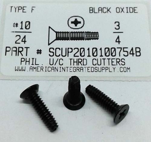 #10-24X3/4 UNDERCUT FLAT HEAD PHILLIPS THREAD CUTTING SCREW