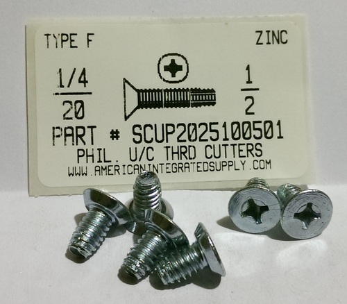 1/4-20X1/2 UNDERCUT FLAT HEAD PHILLIPS THREAD CUTTING SCREW