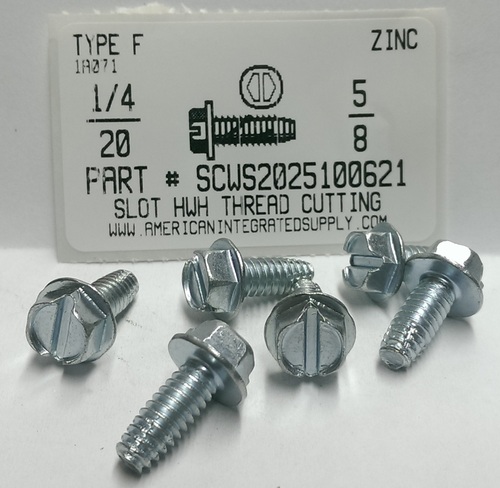 1/4-20X5/8 HEX WASHER HEAD SLOTTED THREAD CUTTING SCREW