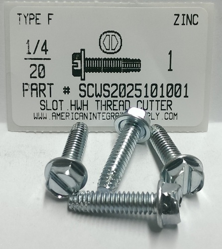 1/4-20X1 HEX WASHER HEAD SLOTTED THREAD CUTTING SCREW