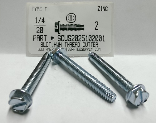 1/4-20X2 HEX WASHER HEAD SLOTTED THREAD CUTTING SCREW