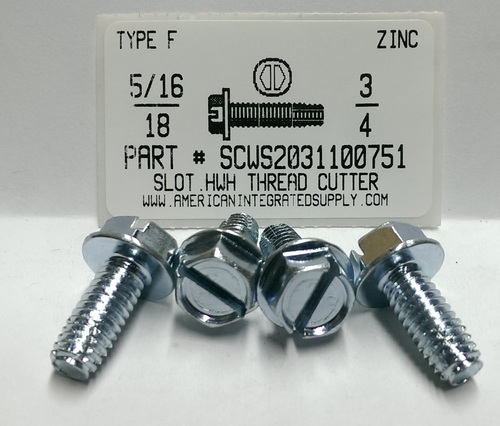 5/16-18X3/4 HEX WASHER HEAD SLOTTED THREAD CUTTING SCREW