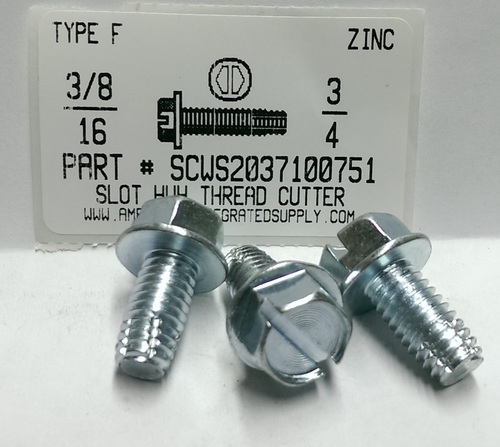 3/8-16X3/4 HEX WASHER HEAD SLOTTED THREAD CUTTING SCREW