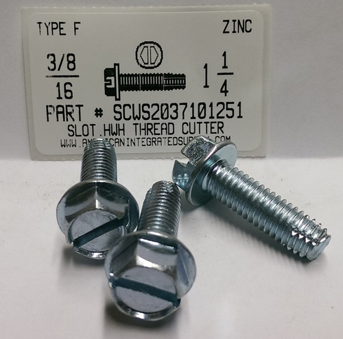 3/8-16X1-1/4 HEX WASHER HEAD SLOTTED THREAD CUTTING SCREW