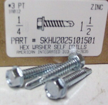 #14X1-1/2 HEX WASHER HEAD SELF DRILLING SCREW #3 POINT STEEL ZINC PLATED