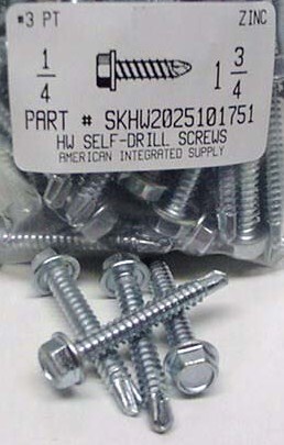 #14X1-3/4 HEX WASHER HEAD SELF DRILLING SCREW #3 POINT STEEL ZINC PLATED