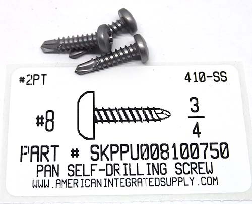 #8X3/4 PAN HEAD PHILLIPS SELF-DRILLING SCREW 410 STAINLESS STEEL