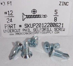 #12-24X5/8 UNDERCUT FLAT HEAD PHILLIPS SELF DRILLING SCREW #2 POINT STEEL ZINC PLATED