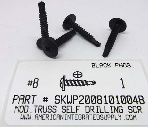 #8X1 MODIFIED TRUSS HEAD PHILLIPS SELF DRILLING SCREW BLACK OXIDE