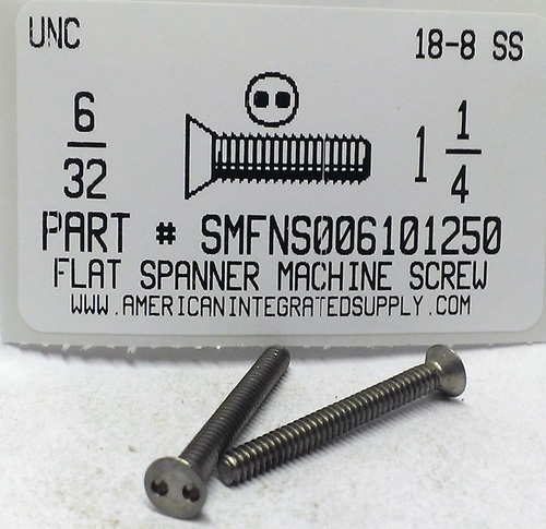 #6-32X1-1/4 FLAT HEAD SPANNER DRIVE MACHINE SCREW 18-8 STAINLESS STEEL