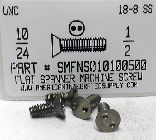 #10-24X1/2 FLAT HEAD SPANNER DRIVE MACHINE SCREW 18-8 STAINLESS STEEL