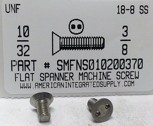 #10-32X3/8 FLAT HEAD SPANNER DRIVE MACHINE SCREW 18-8 STAINLESS STEEL