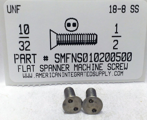 #10-32X1/2 FLAT HEAD SPANNER DRIVE MACHINE SCREW 18-8 STAINLESS STEEL