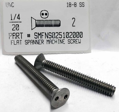 1/4-20X2 FLAT HEAD SPANNER DRIVE MACHINE SCREW 18-8 STAINLESS STEEL