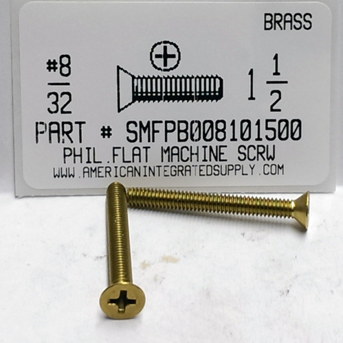 #8-32X1-1/2 FLAT HEAD PHILLIPS MACHINE SCREW BRASS