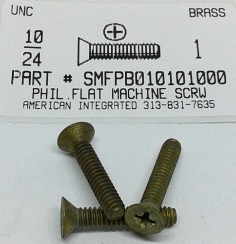 #10-24X1 FLAT HEAD PHILLIPS MACHINE SCREW BRASS