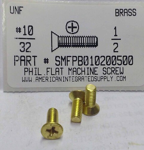 #10-32X1/2 FLAT HEAD PHILLIPS MACHINE SCREW BRASS