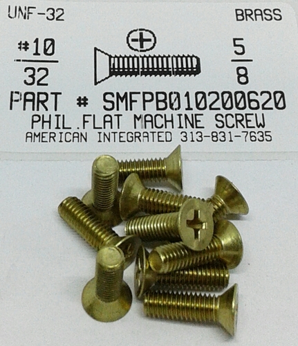 #10-32X5/8 FLAT HEAD PHILLIPS MACHINE SCREW BRASS