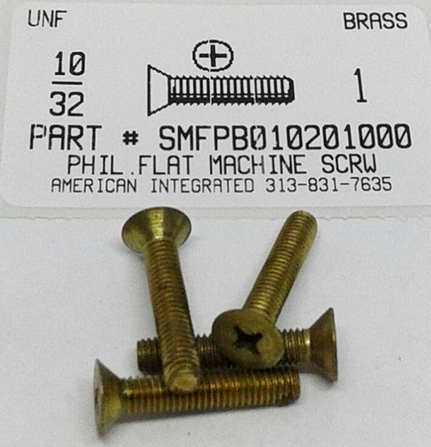 #10-32X1 FLAT HEAD PHILLIPS MACHINE SCREW BRASS