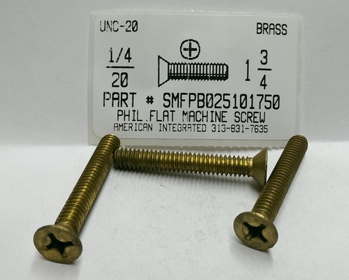 1/4-20X1-3/4 FLAT HEAD PHILLIPS MACHINE SCREW BRASS