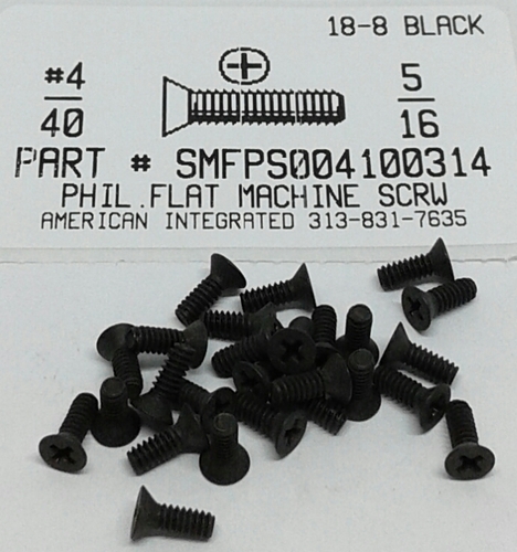 #4-40X5/16 FLAT HEAD PHILLIPS MACHINE SCREW 18-8 STAINLESS STEEL BLACK OXIDE