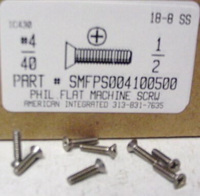 #4-40X1/2 FLAT HEAD PHILLIPS MACHINE SCREW 18-8 STAINLESS STEEL