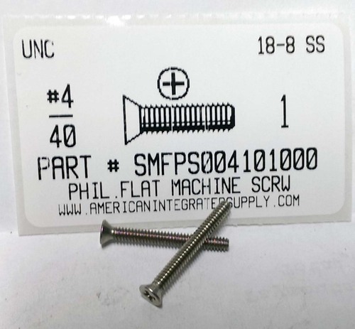 #4-40X1 FLAT HEAD PHILLIPS MACHINE SCREW 18-8 STAINLESS STEEL