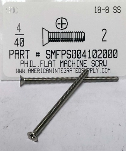 #4-40X2 FLAT HEAD PHILLIPS MACHINE SCREW 18-8 STAINLESS STEEL