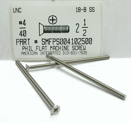 #4-40X2-1/2 FLAT HEAD PHILLIPS MACHINE SCREW 18-8 STAINLESS STEEL